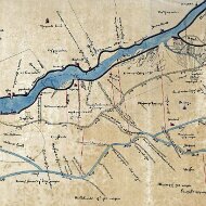 Dordrecht 1420 'Reuzenkaart' detail nagetekendl door Tiemen Hooiberg rond 1870