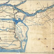 Dordrecht 1420 'Reuzenkaart' nagetekend door Tiemen Hooiberg rond 1870