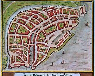 Dordrecht 1493 uit de Atlas Andries Schoemaker van 1730
