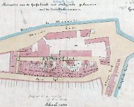 Dordrecht Binnenstad 1875 ca. tussen Merwedekade, Riedijk en Riedijkshaven