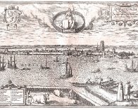 Dordrecht 1575 zwartwit door Georg Braun, Frans Hoogenberg en Simon Nouellanus