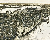 Dordrecht 1899 Tekening vanaf de Grote Kerk naar de Nieuwe Haven door Willem Witsen