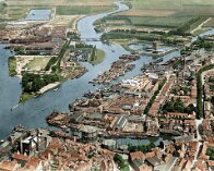 Dordrecht 1920 Wantij en omgeving met de gasfabriek, de Staart, Eerste Merwedehaven en de watertoren